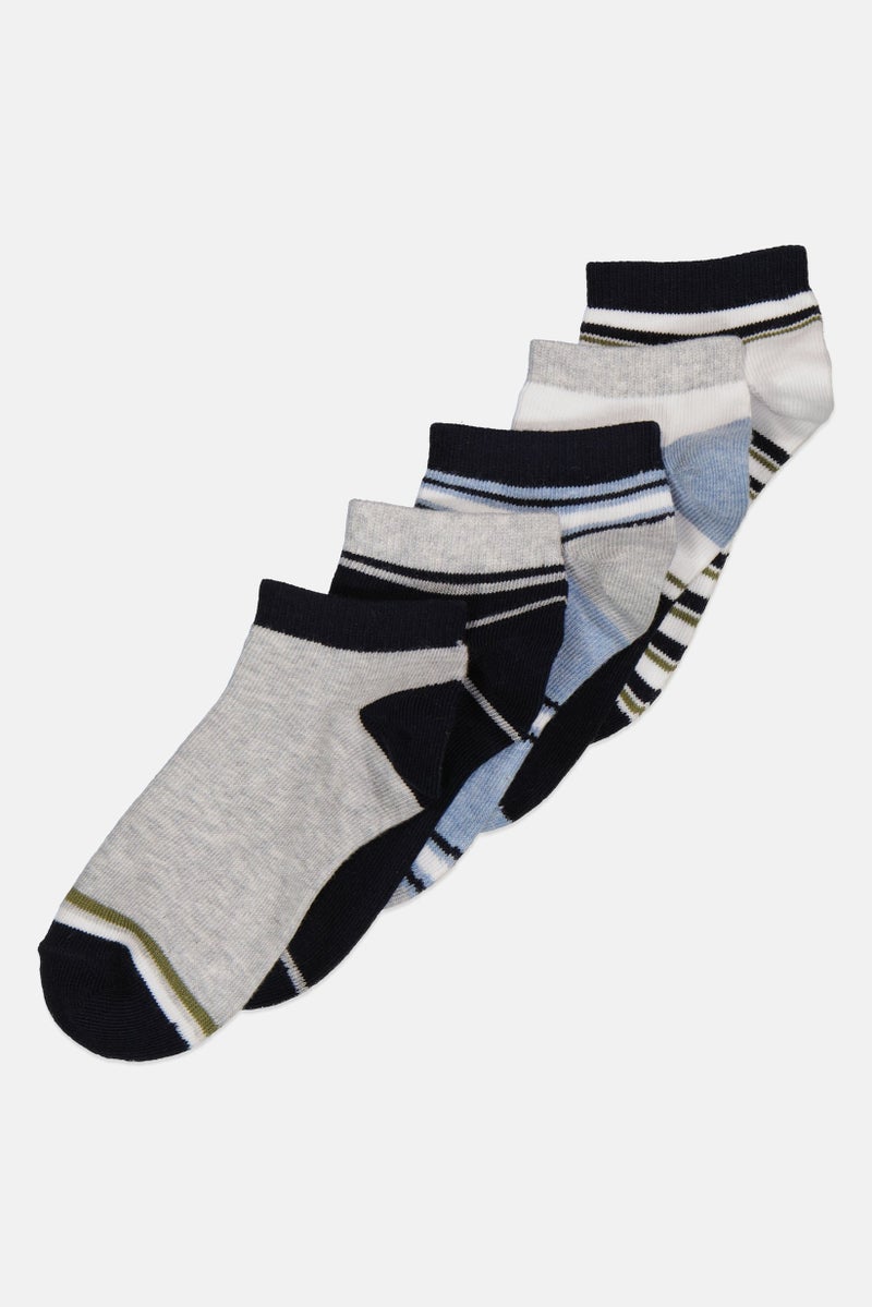 Joe Boxer جوارب كاحل للأولاد 5 أزواج مخططة، متعددة الألوان - Image 1