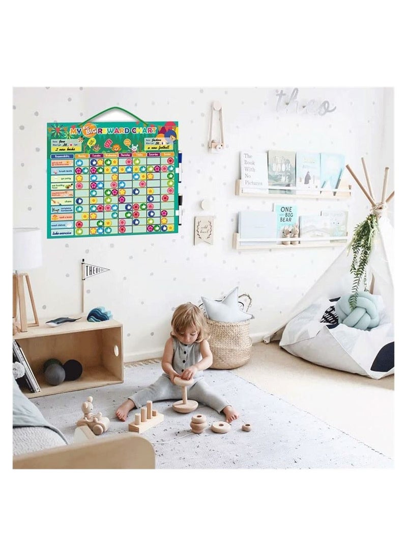 158 Pcs Chore Chart Behavior Chart, Responsibility Chart, Magnetic Reward Chart, Star Dry Erase Reward Chart -Toddler Chores Chart - Daily Responsibility Board Chore Chart