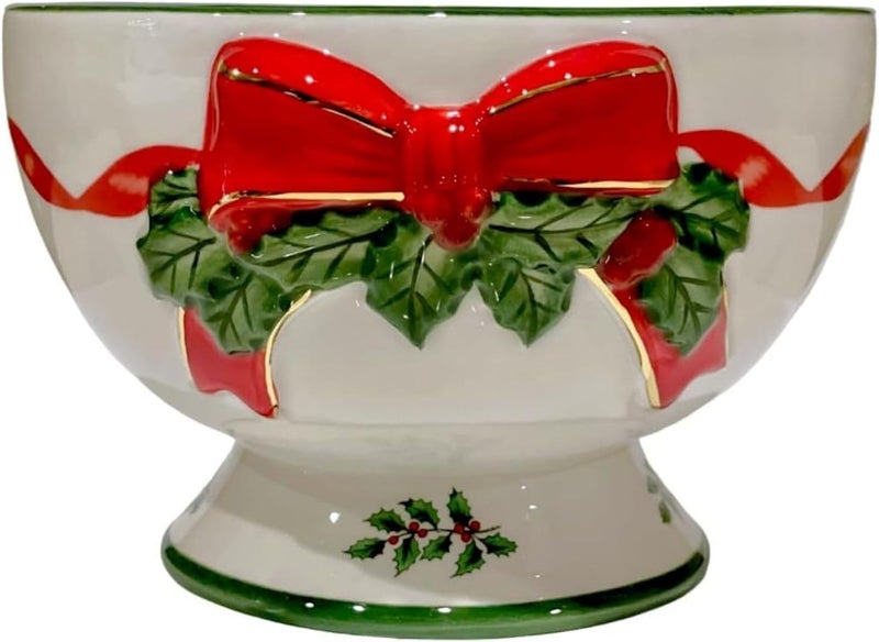 Spode Christmas Tree 6-Inch Ribbon Nut Bowl - Decorative Serving Bowl for Candies, Nuts, Desserts - Ideal for Holiday Entertaining & Festive Table Decor - Earthenware with Iconic Christmas Tree Design - Image 1