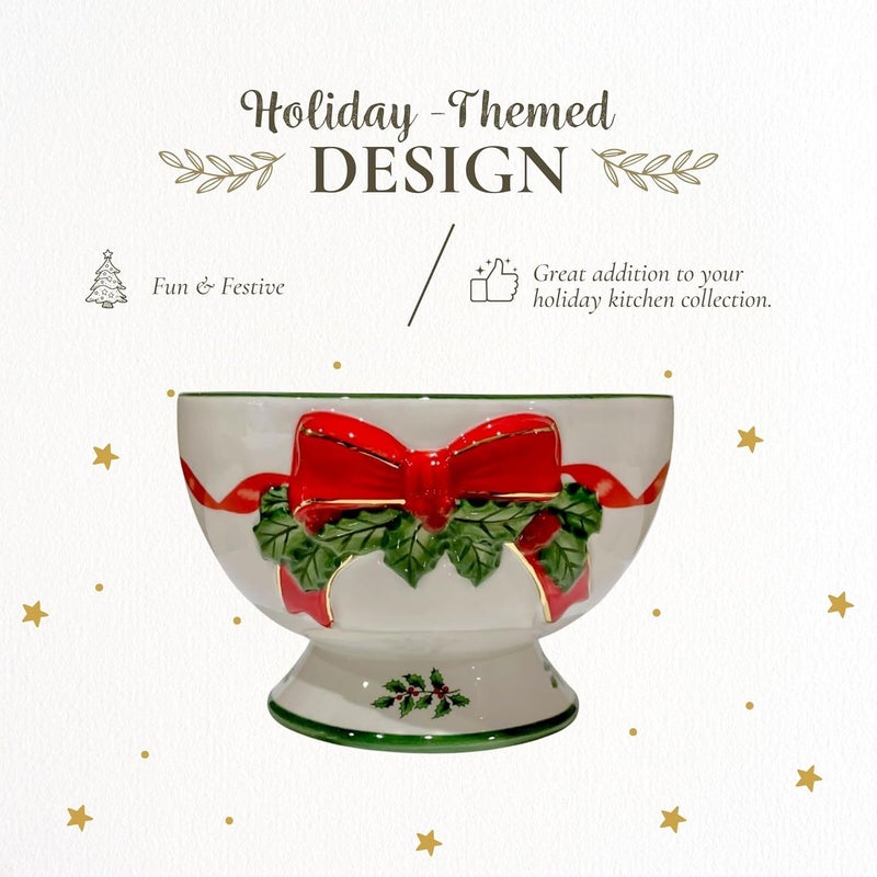 Spode Christmas Tree 6-Inch Ribbon Nut Bowl - Decorative Serving Bowl for Candies, Nuts, Desserts - Ideal for Holiday Entertaining & Festive Table Decor - Earthenware with Iconic Christmas Tree Design - Image 3