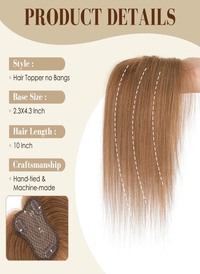 S-noilite Hair Toppers for Women Real Human Hair,10Inch 8X11CM Lace Base Clip in Topper Human Hair Topper no Bangs Hairpieces for Women Daily Wear Honey Blonde - Image 2