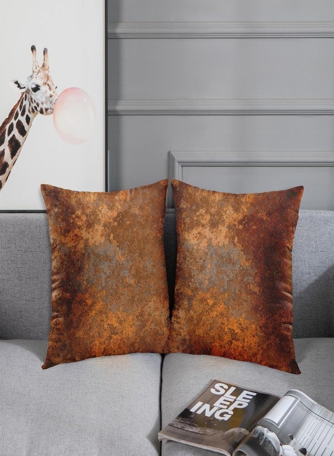 Emvency Set of 2 Throw Pillow Covers Case Brown Copper Old Rusty Metal High Resolution Orange Rustic Decorative Pillowcase Cushion Cover for Sofa Bedroom Car 20 x 20 Inches - Image 5