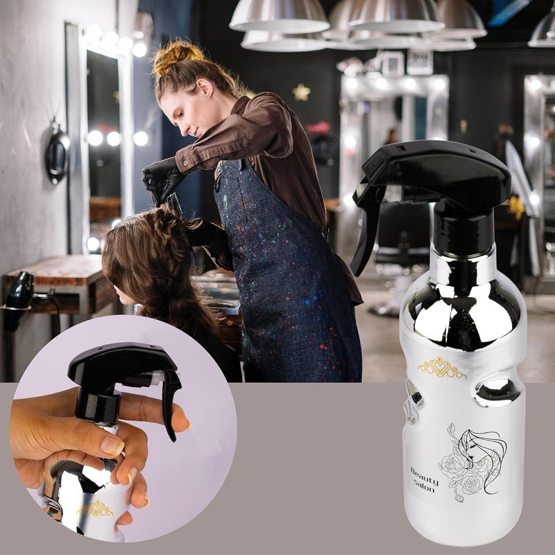 KRESHU 500ML Spray Water Bottle Ultra-Fine Mist Spray Bottle Hair Styling Tool for Salon & Home Use (Silver, Pack of 1) - Image 3