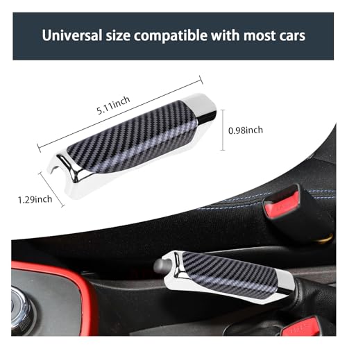 Augeny Car Handbrake Cover ABS Parking Handbrake Decorative Cap with Comfortable Grip Auto Handbrake Grip Cover Universal Vehicle Interior Decor Accessories for Most Cars Carbon Fiber - Image 3