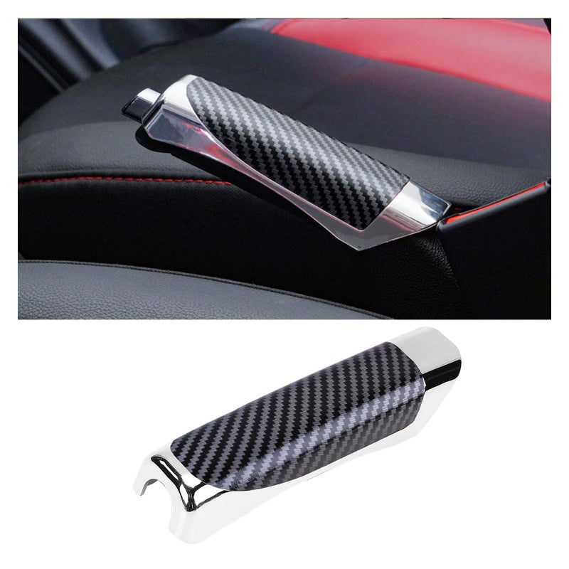 Augeny Car Handbrake Cover ABS Parking Handbrake Decorative Cap with Comfortable Grip Auto Handbrake Grip Cover Universal Vehicle Interior Decor Accessories for Most Cars Carbon Fiber - Image 2