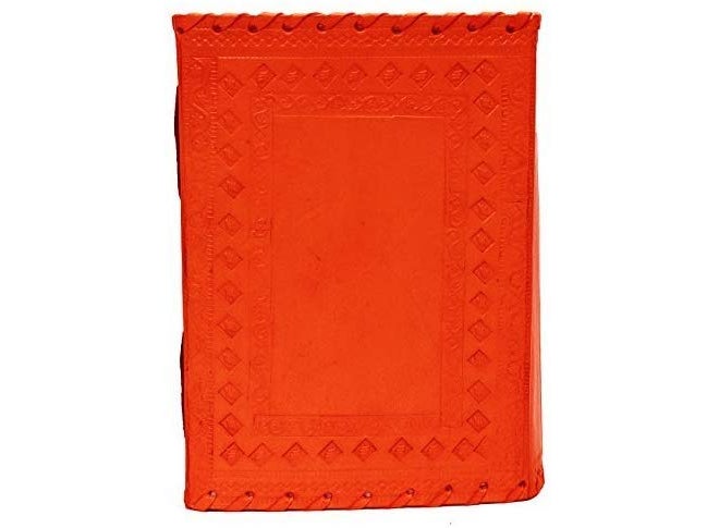 Tuzech Jornal Leather Diary to Write Poems, Notebook Personal Memoir for Office Home Unlined Paper Best Present Art Sketchbook Travel Daily Use with Lock&Key Cute Orange (7 Inches-5 Inches) - Image 4