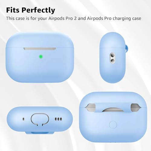 Tandoler Compatible with Airpods Pro 2 Case, Soft Silicone Skin Cover Protective Cases with Cleaner kit and Lanyard Compatible for AirPod Pro 2nd Generation, Front LED Visible-Denim Blue - Image 5