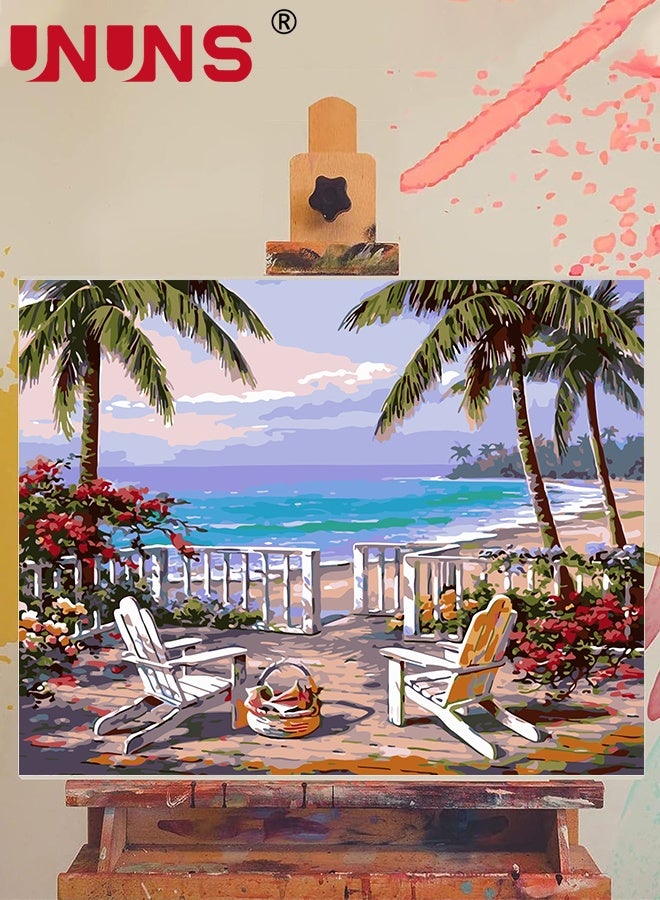 UNUNS Paint by Number For Adults,Beginner Canvas Landscape Beach,Painting by Numbers Kits With Brushes And Acrylic Paint,Frameless,40x50cm - Image 3