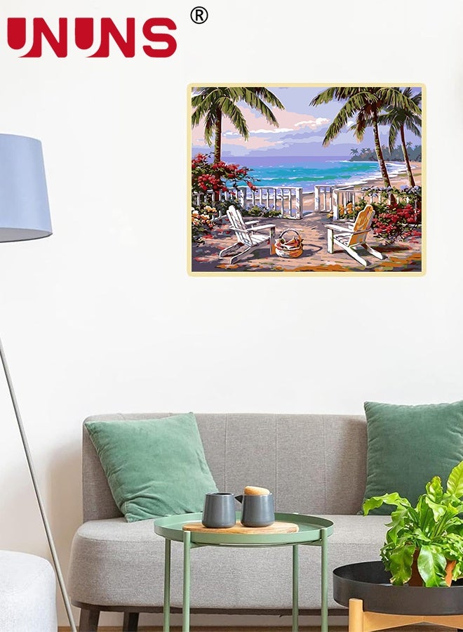 UNUNS Paint by Number For Adults,Beginner Canvas Landscape Beach,Painting by Numbers Kits With Brushes And Acrylic Paint,Frameless,40x50cm - Image 4