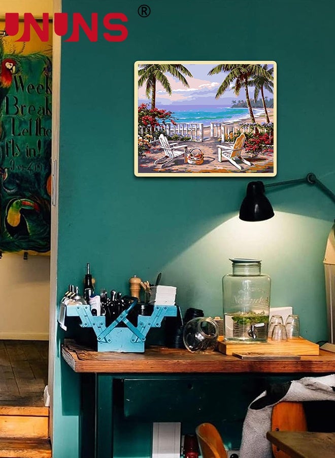 UNUNS Paint by Number For Adults,Beginner Canvas Landscape Beach,Painting by Numbers Kits With Brushes And Acrylic Paint,Frameless,40x50cm - Image 5