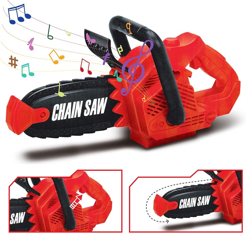 JOYIN 8 Pieces Construction Tool Toy Playset Power Backyard Constructions Tool Kit Pretend Playset Including Realistic Toy Chainsaw in Convenient Storage Box - Image 3