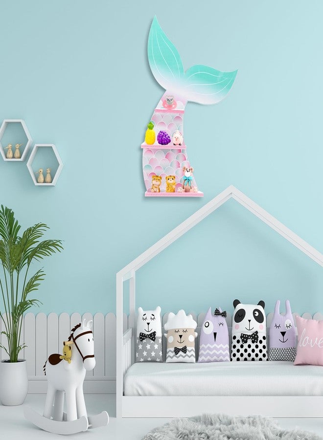 Bencailor Wall Decor Shelf Bedroom Hanging Shelf Wall Mounted Shelf Wooden Floating Shelves Bathroom Decor for Girls Bedroom Nursery Gift (Cute Mermaid) - Image 2
