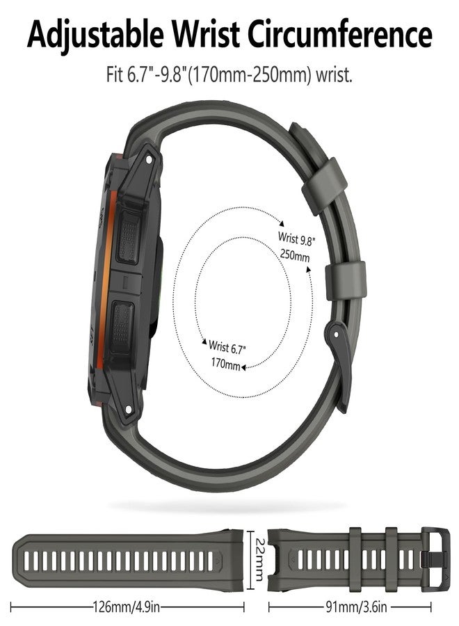 OVERSTEP Watch Band Compatible with Garmin Instinct 3 Solar/Amoled 45mm 22mm Silicone Replacement Strap for Instinct 3 Smartwatches, Graphite Gray - Image 5
