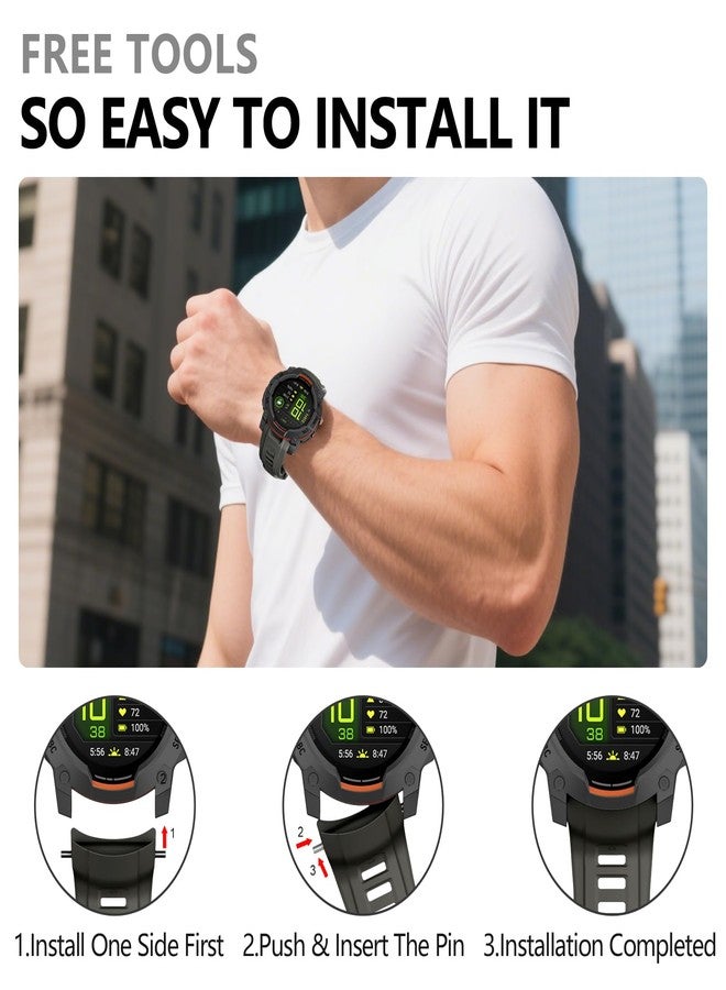 OVERSTEP Watch Band Compatible with Garmin Instinct 3 Solar/Amoled 45mm 22mm Silicone Replacement Strap for Instinct 3 Smartwatches, Graphite Gray - Image 4