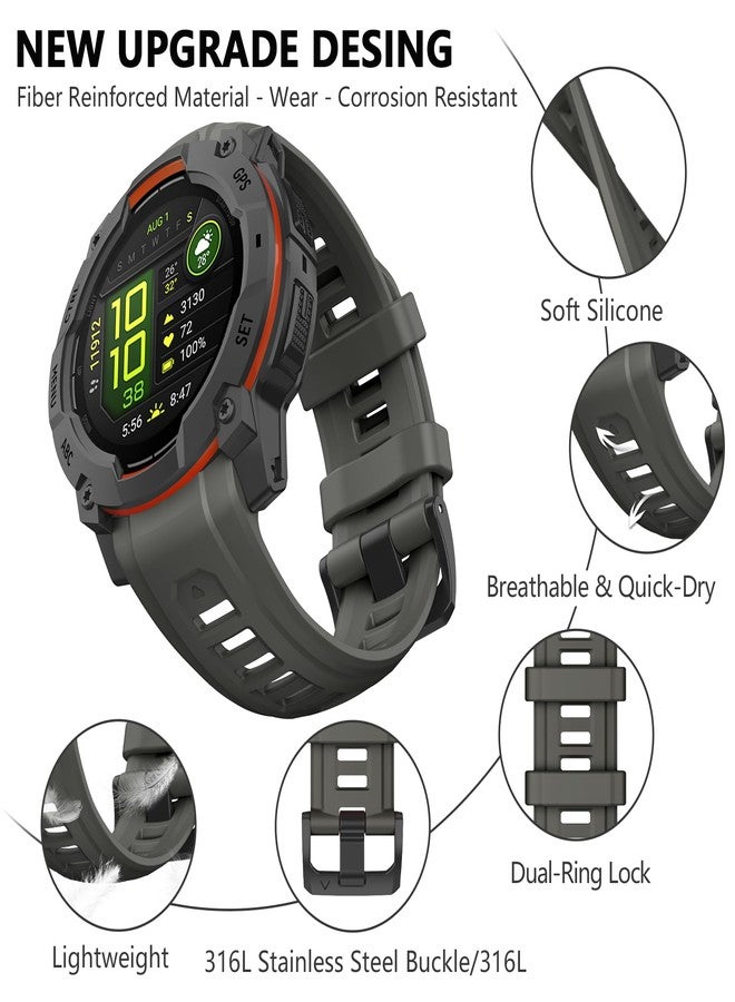 OVERSTEP Watch Band Compatible with Garmin Instinct 3 Solar/Amoled 45mm 22mm Silicone Replacement Strap for Instinct 3 Smartwatches, Graphite Gray - Image 3