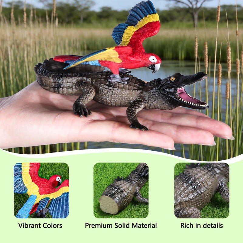 SIENON 39Pcs Realistic Rainforest Animal Figurines Set Rainforest Diorama Supplies with Gorilla Parrot Crocodile Capybara Jungle Animals Model Tree Playset for Kids School Project Birthday Decoration - Image 2