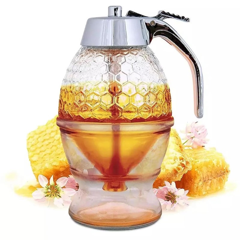 POPLEY Acrylic Drip Portable 200ml Capacity HOney Dispenser Honey Syrup Drip Dispenser Bottle Honey Squeeze Bottle Suitable for Kitchen Bar Café - Image 1
