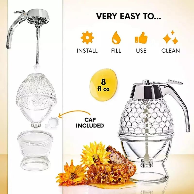 POPLEY Acrylic Drip Portable 200ml Capacity HOney Dispenser Honey Syrup Drip Dispenser Bottle Honey Squeeze Bottle Suitable for Kitchen Bar Café - Image 5