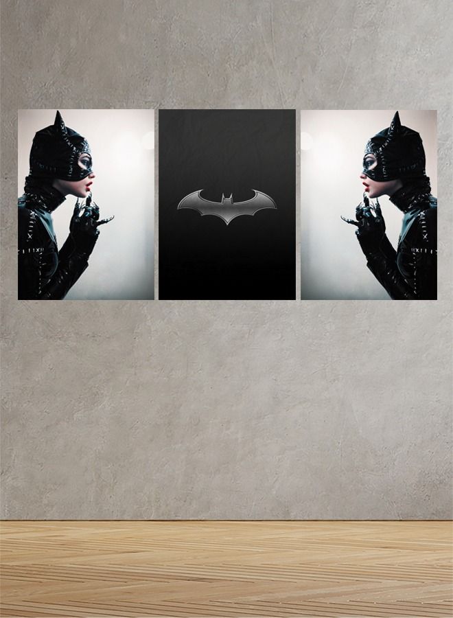 Marktna Decorative Wall Art Painting with The batman Movie Design 3 Pieces Size 120x60cm - Image 1