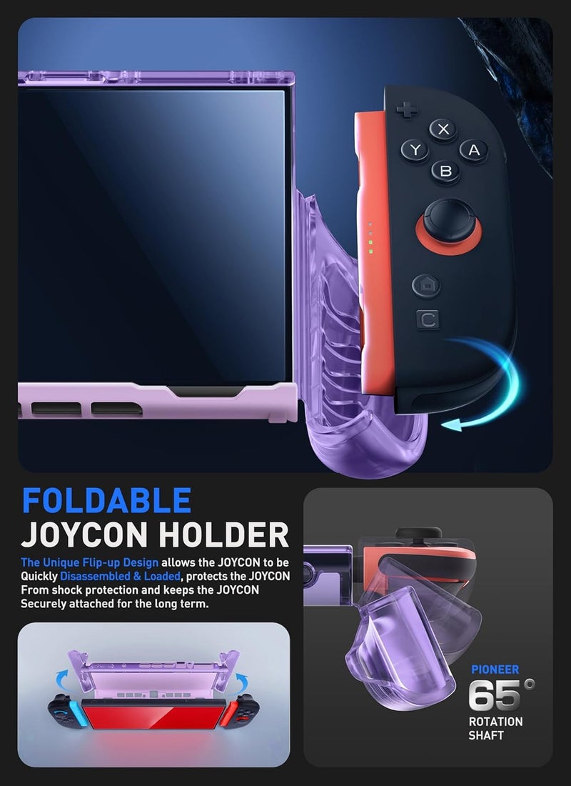 Mumba Clear Case for Nintendo Switch 2 2025, Crystal Protective Clear Cover with Quick-Release Joy-Con Design and TPU Grip Compatible with New Nintendo Switch 2 7.9 Inch Console (Purple) - Image 3