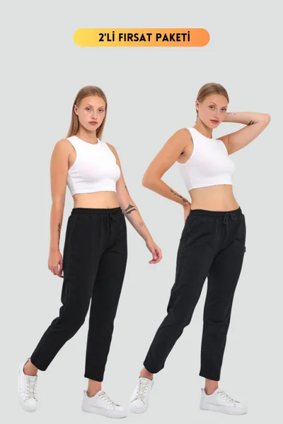 mmetalic Metalic Black-Anthracite Women's Classic Pocket 2-Pack Sweatpants