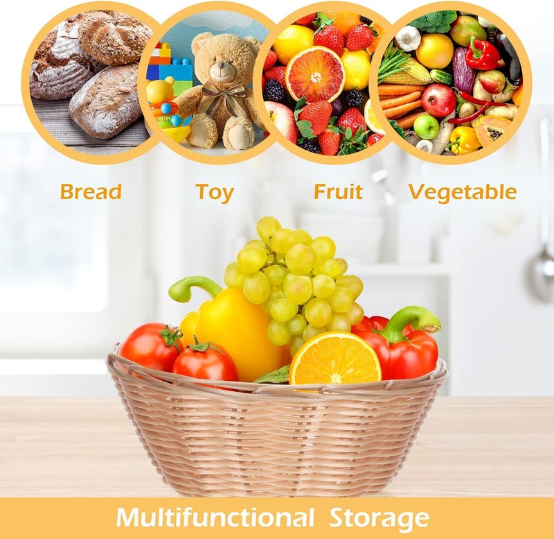 Zopeal Zopeal 12 Pcs 7 Woven Bread Baskets Bulk Plastic Round Woven Small Baskets for Gifts Empty Bread Serving for Food Fruit Easter Kitchen Restaurant Centerpiece Display Christmas  - Image 3