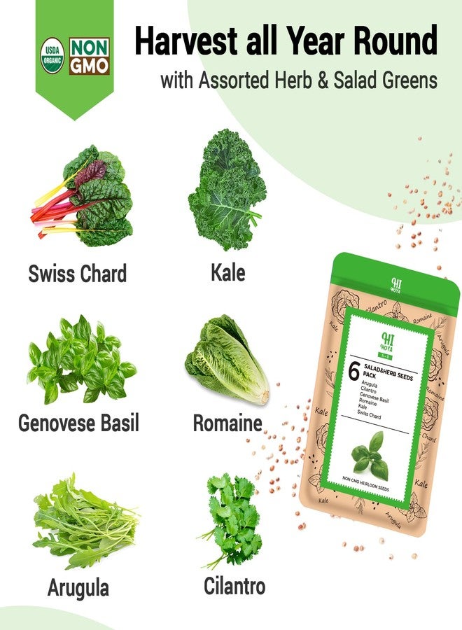 HiHOYA Herb & Salad Greens Seed Pods for All Hydroponics Growing Systems, 8 Pods with 600+ Seeds of Basil, Cilantro, Romaine, Kale, Arugula and Swiss Chard - Image 2
