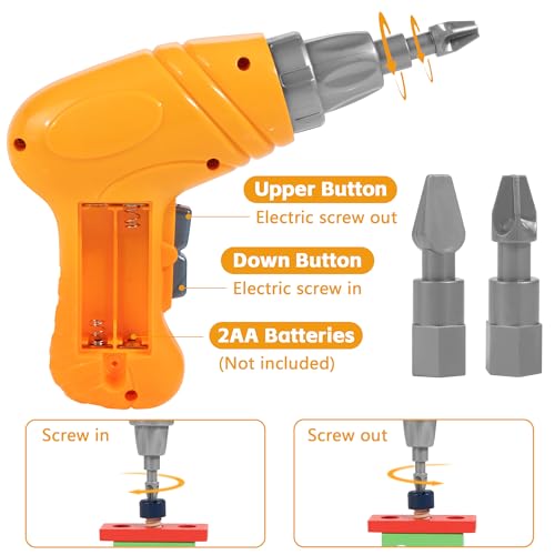 KIDWILL Kids Tool Set with Electric Drill DIY Stickers Toddler Tool Set for Kids Ages 35 Year Old Boys Girls Pretend Play STEM Montessori Educational Construction Toys - Image 5