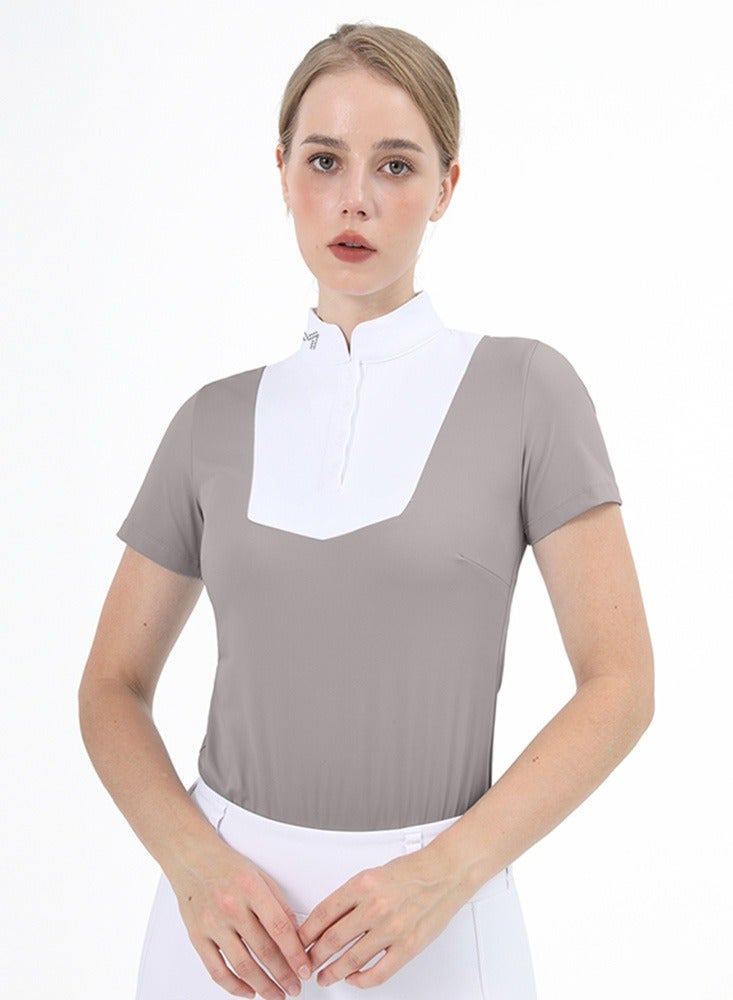 general Women Short Sleeve Equestrian T-shirts Summer Breathable Riding Horse Tops with M Pattern Equestrian Clothes - Image 1