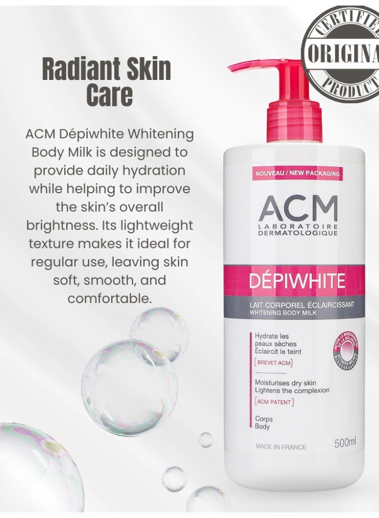 اكم لابرتوري ديرماتولوجيك مشكلة البقع الداكنة وتفاوت لون الجسم – مجموعة لوشن الجسم ACM Dépiwhite 500ml ×2 لتفتيح البشرة وترطيبها وتصحيح التصبغات - Image 2