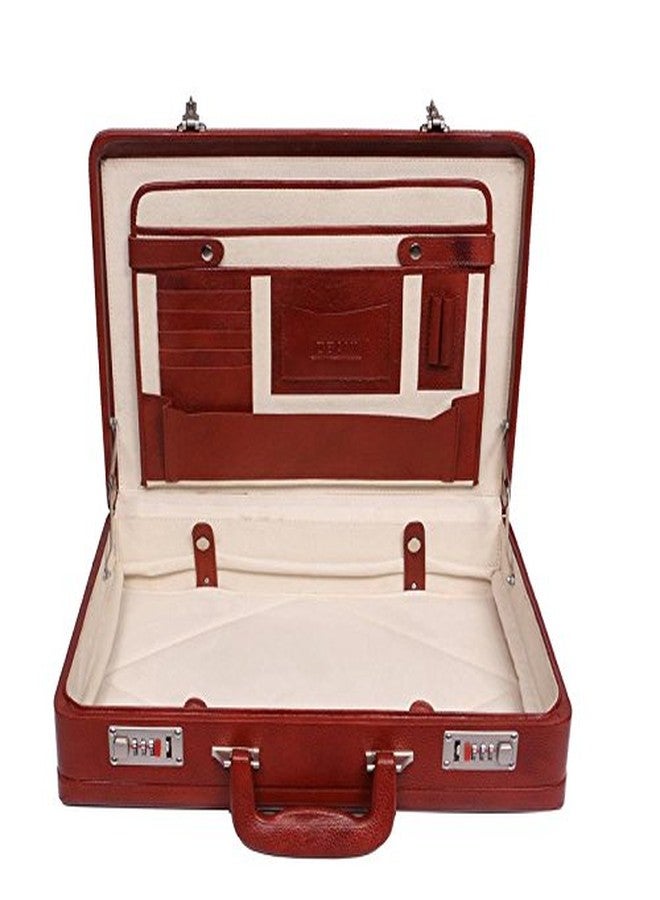 OBANI Genuine Leather Expandable Briefcase Tan. Dimensions: 18" x 4" x 12.50" (L x W x H) - Image 4