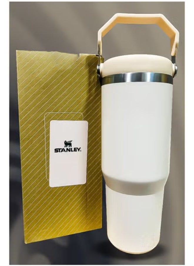 Stanley 30oz Tumbler – Stainless Steel Travel Mug with Straw | BPA-Free, Eco-Friendly & Dishwasher Safe | Leakproof FlowState™ Lid | Double Wall Insulated to Keep Drinks Hot for 16 Hours and Cold for 24 Hours | Slim Base Fits Car Cup Holders | Durable Ergonomic Handle for Travel, Work, or Outdoor Use