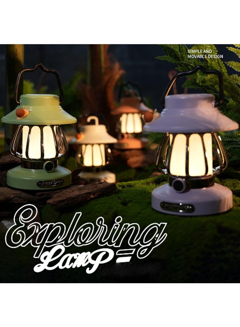 عربست مصباح حصان تخييم صغير حلزوني عتيق. مصباح تخييم عتيق قابل للتعديل بـ3 ألوان عتيقة قابلة لإعادة الشحن USB قابل للتعديل للمنزل، الفناء، التخييم (أبيض) - Image 2