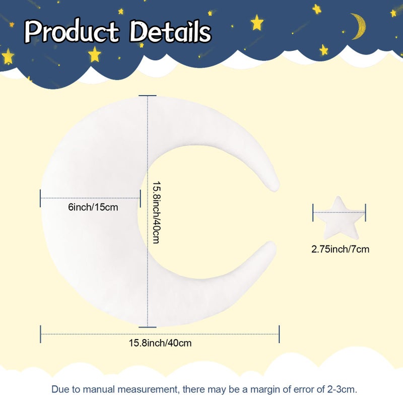 MehelloFeather Newborn Photography Props 5Pcs Baby Moon Star Pillow Set Newborn Photography Posing Pillows Adjustable Photography Props, White - Image 2