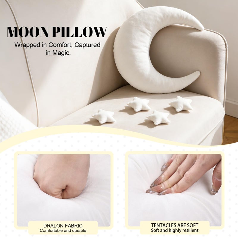 MehelloFeather Newborn Photography Props 5Pcs Baby Moon Star Pillow Set Newborn Photography Posing Pillows Adjustable Photography Props, White - Image 3