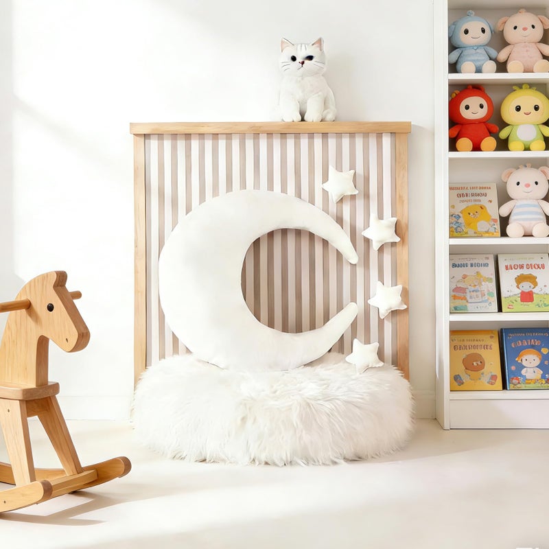 MehelloFeather Newborn Photography Props 5Pcs Baby Moon Star Pillow Set Newborn Photography Posing Pillows Adjustable Photography Props, White - Image 5