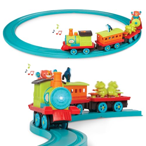 B toys Critter Express Train Set Musical Train Lights Sounds Classic Toys for Toddlers Kids 2 Years