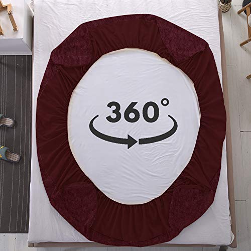 Lithara Terry Cotton Fitted Mattress Protector for Single Bed | Waterproof & Elastic Band | Ultra Soft & Hypoallergenic Mattress Cover | Size : 72 x 30 Inches (6 x 2.5 Feet) | (Maroon) - Image 5