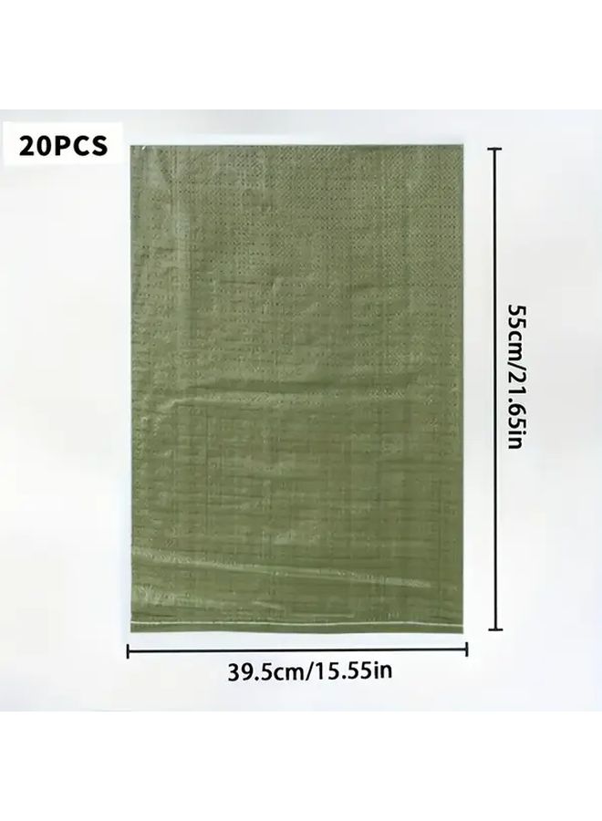 Durable Uncoated PP Woven Bags Green Stripes 15 75 X 23 62 Inch 20 Pieces Multi Purpose - Image 3