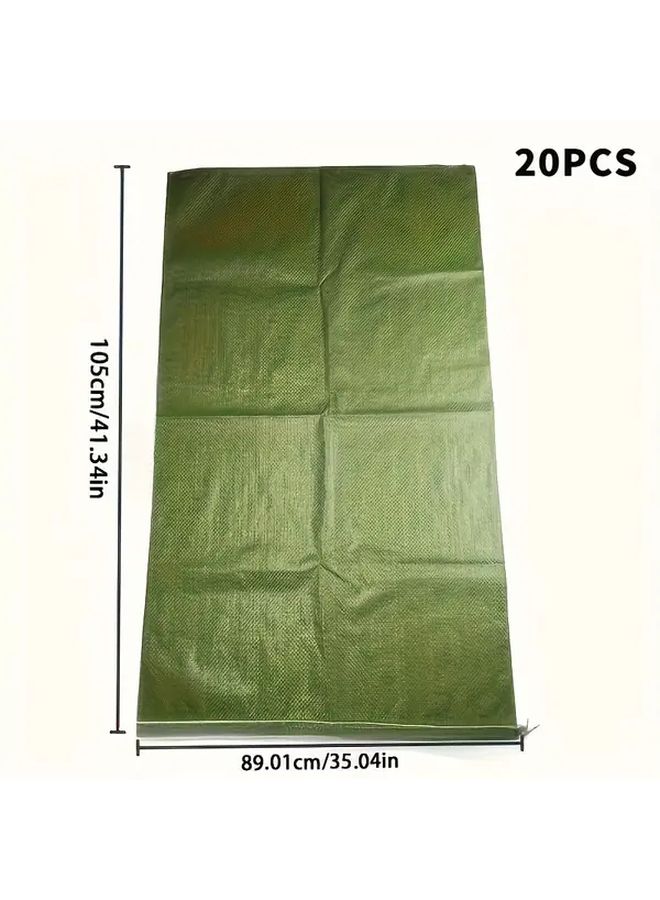 Durable Uncoated PP Woven Bags Green Stripes 15 75 X 23 62 Inch 20 Pieces Multi Purpose - Image 5