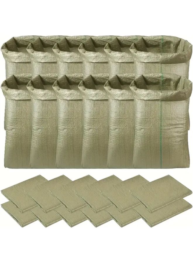 Durable Uncoated PP Woven Bags Green Stripes 15 75 X 23 62 Inch 20 Pieces Multi Purpose - Image 1