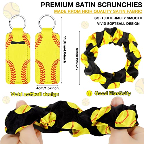 Kajaia 36 Pcs Softball Gifts for Teen Girls Makeup Bags Cosmetic Bags Sport Hair Scrunchies Lipstick Holder Keychains for Party Favors Team Gifts - Image 3
