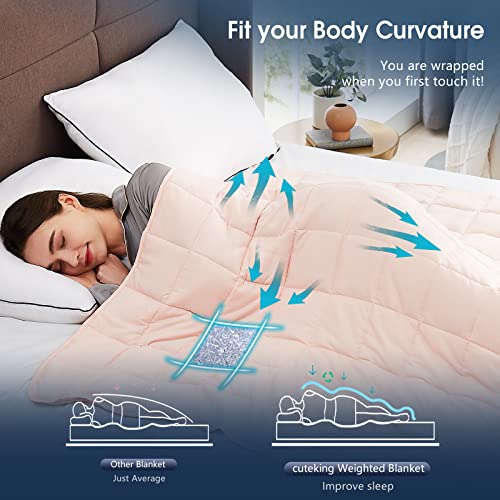 CuteKing Weighted Blanket for Adults(15lbs, 48"x72", Pink) Heavy Blanket for 140-150lbs, Weighted Blanket for Cooling & Heating with Premium Glass Beads, Soft Thick Blanket for Adult All-Season - Image 5
