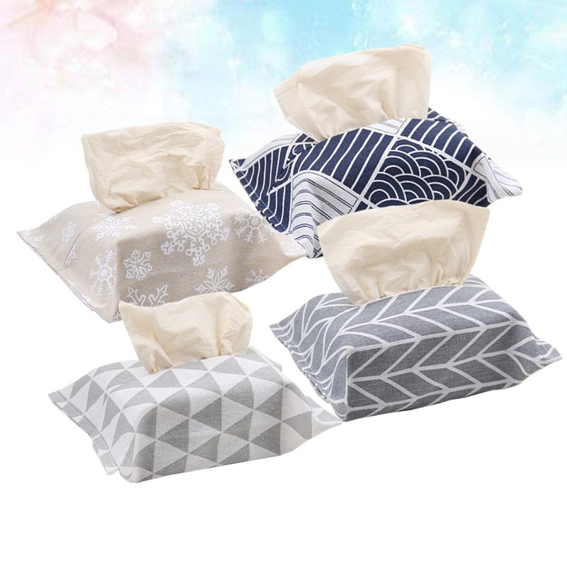 8 Pcs Pastoral Style Tissue Box Cover Cotton Linen Cloth Tissue Box Cover ( Pattern) - Image 1
