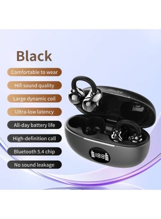 EX332 Wireless Bluetooth 5.4 In-Ear Headphones with Power Display, 12mm Titanium Driver, Touch Control, Long Playtime, Comfortable Ear-Clip Design-Black - view 2