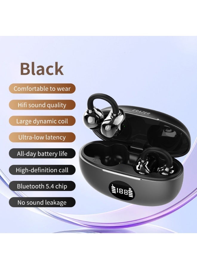 Erazer EX332 Wireless Bluetooth 5.4 In-Ear Headphones with Power Display, 12mm Titanium Driver, Touch Control, Long Playtime, Comfortable Ear-Clip Design-Black - Image 2