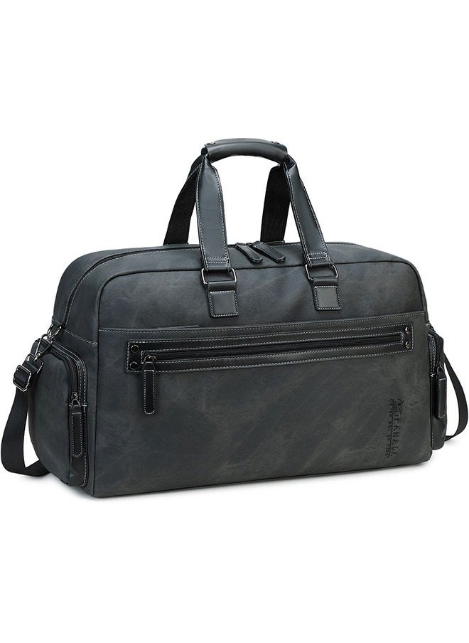 RAHALA 806 Leather Duffel Travel Weekend Large Capacity GYM Business Stylish Multiple Pockets Water-resistant Carry-on Bag - Dark Grey  - Image 1