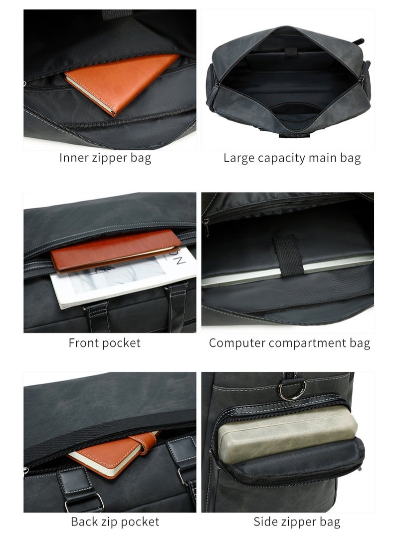 RAHALA 806 Leather Duffel Travel Weekend Large Capacity GYM Business Stylish Multiple Pockets Water-resistant Carry-on Bag - Dark Grey  - Image 4