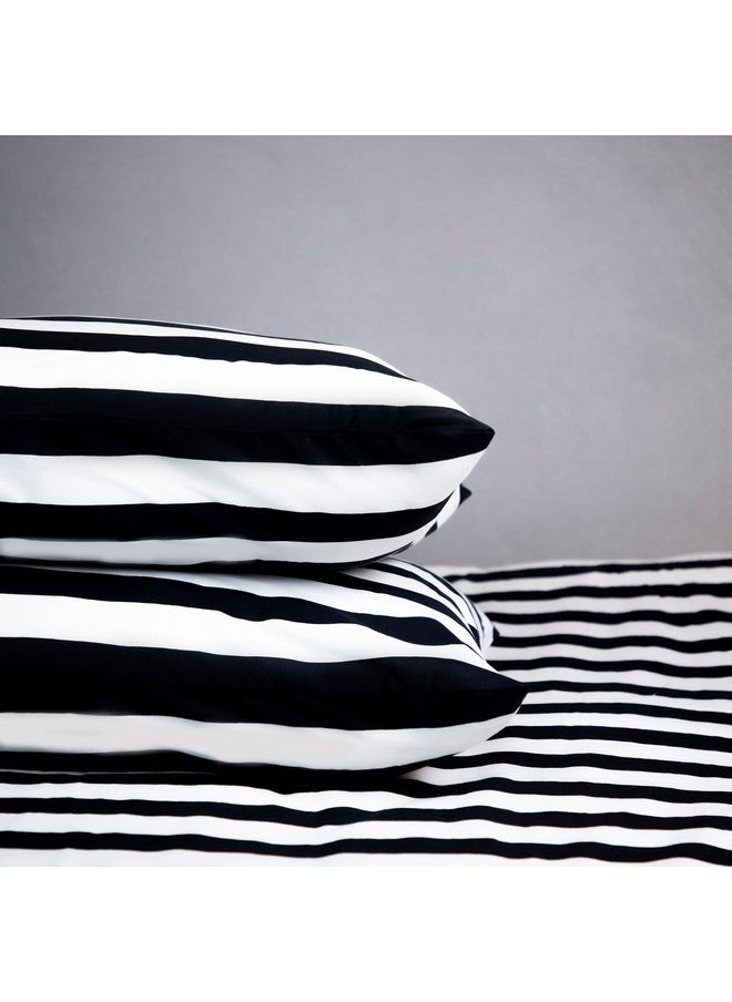Home Box Malta 3-Piece Striped Printed Cotton Super King Duvet Cover Set 240 x 220 cm  - Image 5