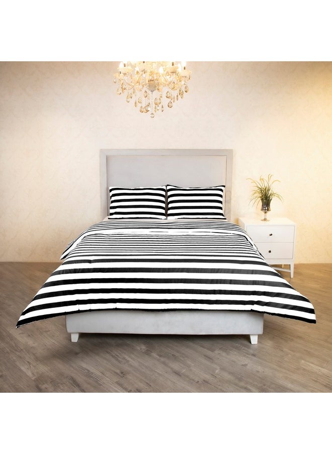 Home Box Malta 3-Piece Striped Printed Cotton Super King Duvet Cover Set 240 x 220 cm  - Image 1